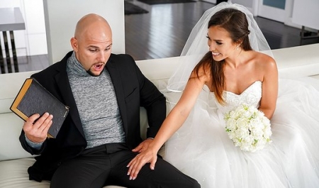 As the groom prepares for the ceremony, the bride quietly moans beneath the best man in the next room, risking it all