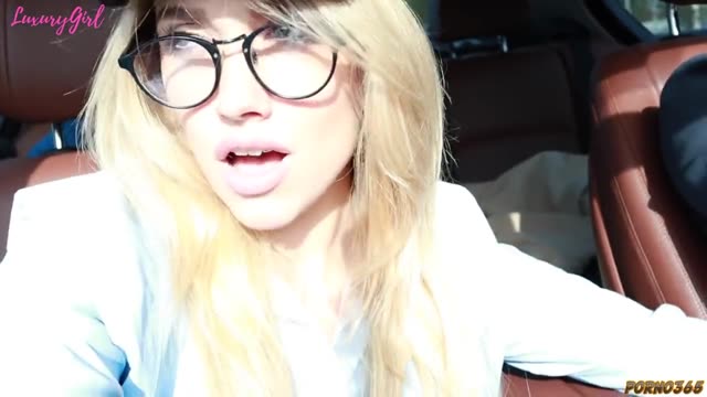 Sweet Blowjob in a Car Out of Town from a Glasses-Wearing Russian Blogger